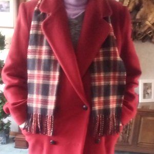 Vintage Forrani red peacoat with scarf